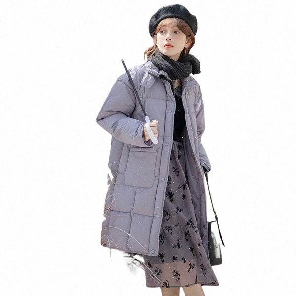 Piumino Cott Donna Inverno 2023 Nuovo Viola Lg Cott Cappotto Fi Casual Slim Stand Collare Tinta unita Parka Donna W1uS #