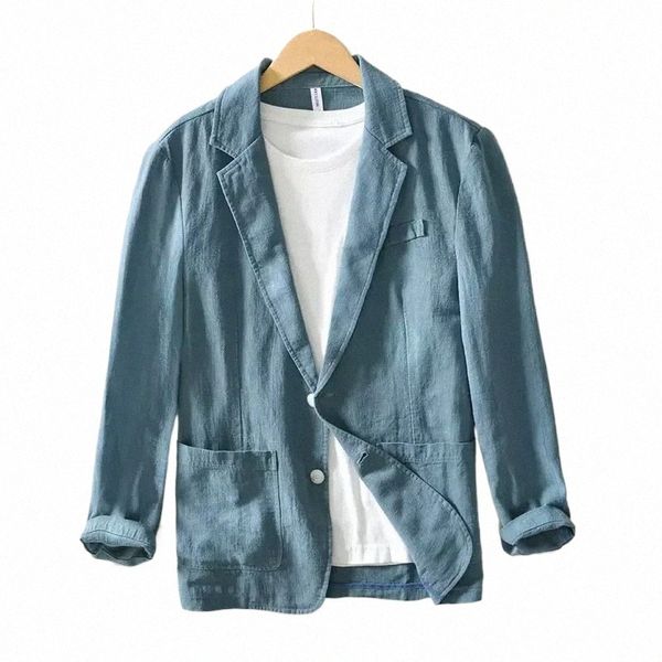 Frühling Neue Casual Leinen und Cott Safari Anzüge für Männer Kleidung Einfarbig Blazer Männer Jacken Übergroßen Blazer für Männer BL988 M6uC #