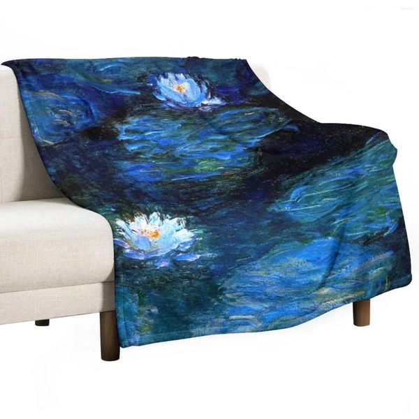 Cobertores Nenúfares Monet Azul Profundo Cobertor Luxo