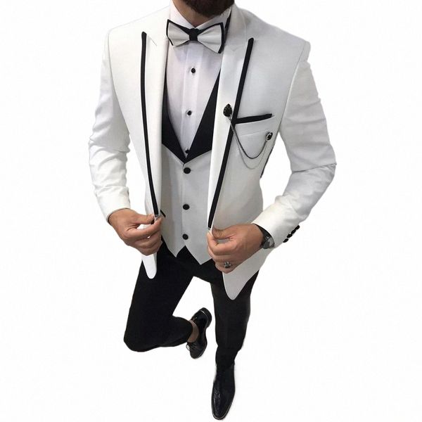 2024 Abito da uomo Fi Formale Busin Suit per uomo Slim Fit 3 pezzi Smoking dello sposo Matrimonio Abiti da uomo Abito da sposo Costume Homme 999D #