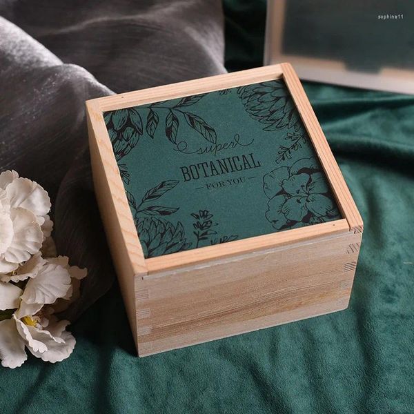 Confezione regalo 5 pezzi Mori Wedding Box Bag Set Ins Style Confezione in legno Verde damigella d'onore