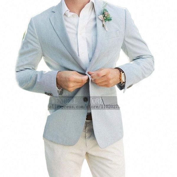 Verão de linho elegante Slim Fit 1 Butt Jacket Casual Wedding Groomsmen Custom Dr Prom Suits para homens roupas de luxo homem terno 87fv #