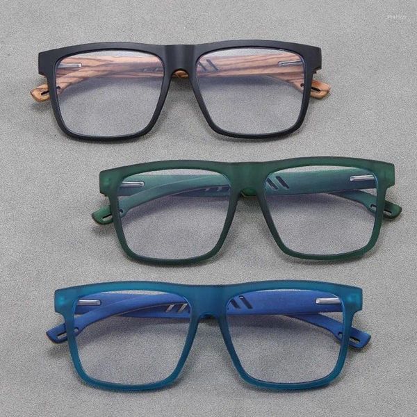 Óculos de sol quadros de bambu e madeira perna miopia óculos com madeira retro plana luz anti azul quadro pode ser combinado para ambos os homens