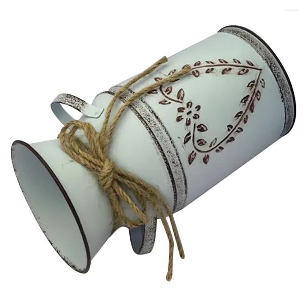 Вазы Оловянная ваза в форме сердца Кувшин для воды Шикарная банка для молока Железный лист Винтажный цветочный горшок