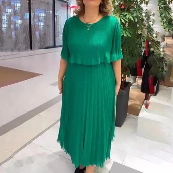 Abiti casual Abito a mezza manica Donna Maxi elegante Taglie forti con strati a pieghe Orlo irregolare per le feste