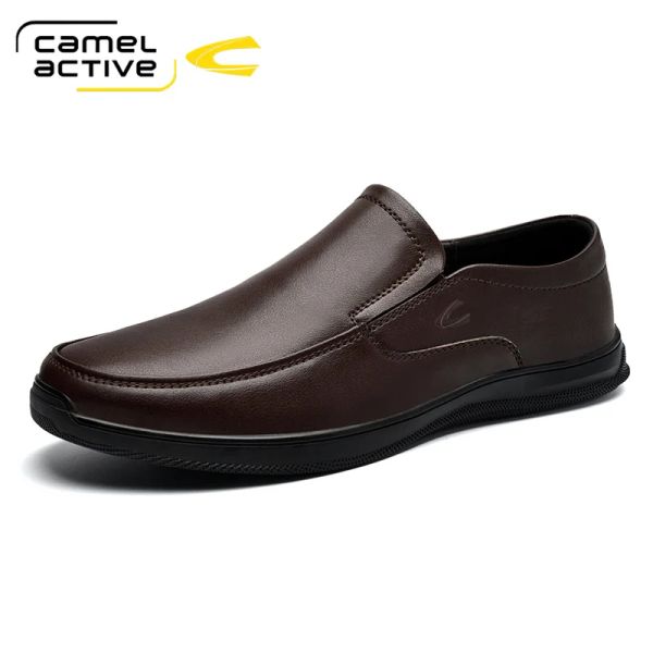 Schuhe Kamel aktiver brauner echtes Leder -Kleiderschuhe Männer Mokassins Business Casual Schuhe Erwachsene Pantoffeln Flat Flechten