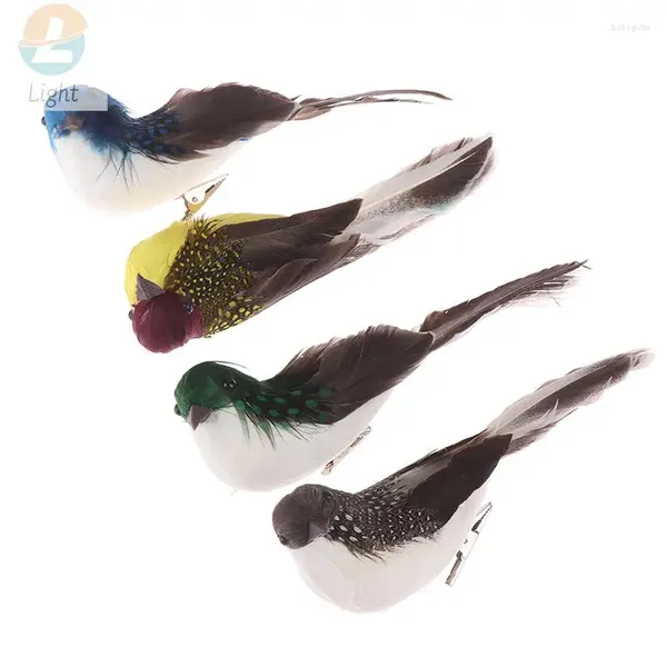 Placas decorativas mini pássaros falsos penas artificiais pombas de espuma decoração de jardim de casamento ornamento