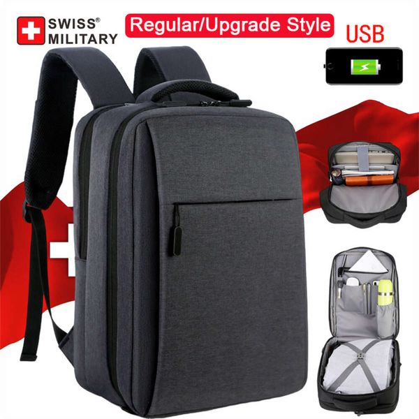 SCHWEIZER MILITÄR Rucksack Männer Business Reise Laptop Rucksack Männlichen USB Lade Schule Handtasche Wasserdichte Tasche für Paar Mochila