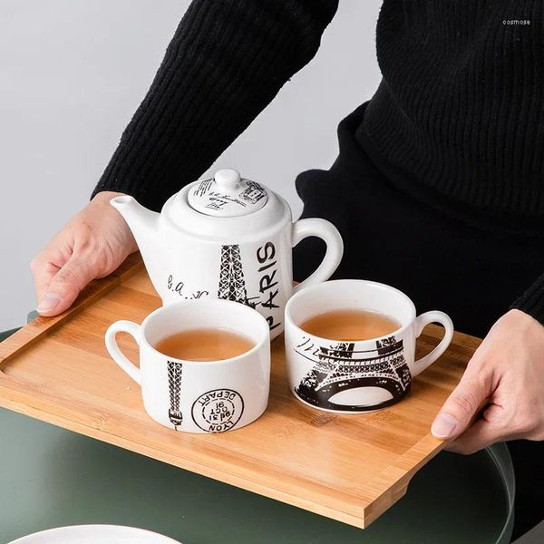 Xícaras pires cerâmica xícara de chá para 2 e 1 bule criativo utensílios de mesa caneca de café acessórios de cozinha design moderno atacado
