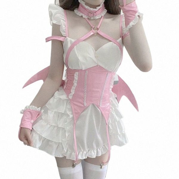 anilv Anime Mädchen Lolita Dr. Maid Unifrom Cosplay Frauen Halen Teufel Flügel Elf Fr Fee Outfits Kostüme y8C9 #