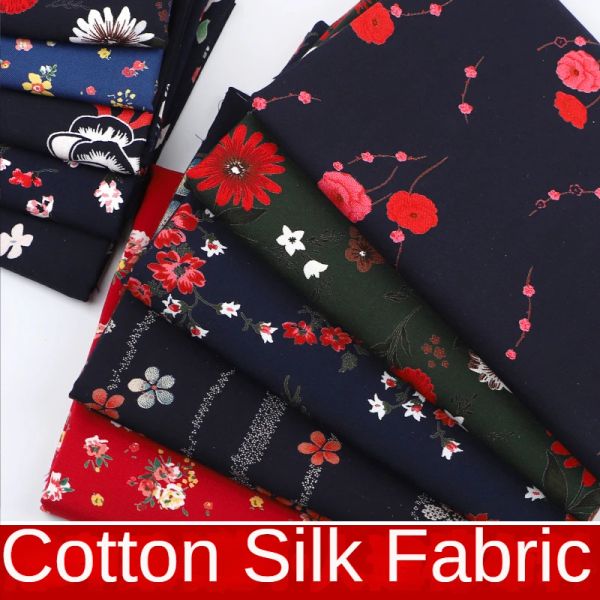 Tecido de seda de algodão floral por metro para vestidos roupas costura esculpida verão floral cortina pano macio flor rayon highgrade