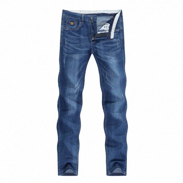 Kstun Jeans Uomo Estate 2021 Blu Slim Jeans dritti Pantaloni Casual Fi Pantaloni da uomo Figura intera Cowboys Jeans maschili Hombre N1co #