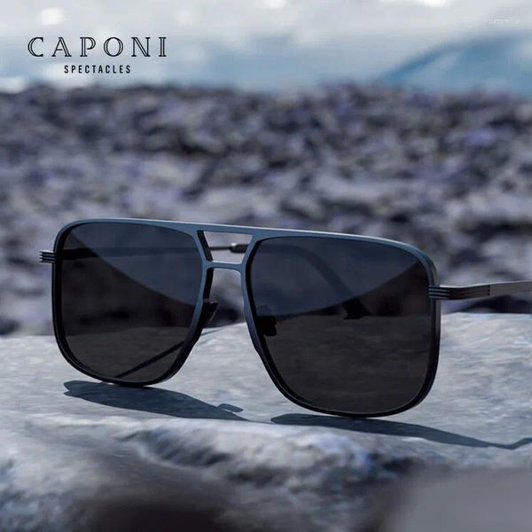 Солнцезащитные очки CAPONI оригинальные мужские TR-90 из титанового сплава, поляризационные солнцезащитные очки для вождения, UV400, защитные фирменные дизайнерские оттенки CP6610
