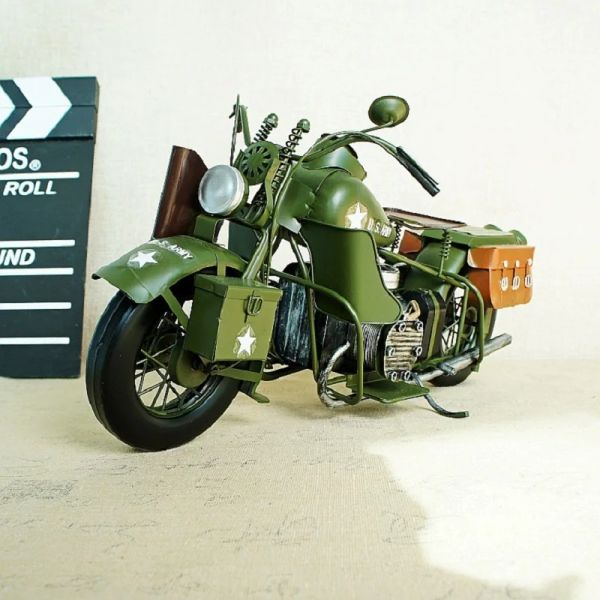 Miniaturen, großes Retro-Motorradmodell, grünes statisches Metall-Motorradmodell, Heimdekoration, Sammlerstücke, Kunsthandwerk, bestes Geschenk für Freunde