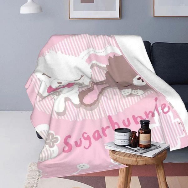 Cobertores Sugarbunnies Flanela Super Soft Throw Blanket Sofá para Couch Bedding Travel joga colcha de colcha