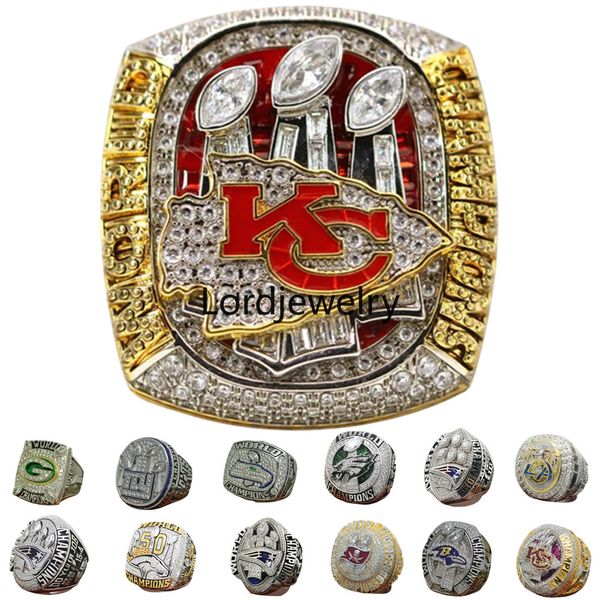 Luxo Super Bowl Championship Ring Designer 14K Gold KC Champions Anéis para Mens Womens Diamond Star Jewelry