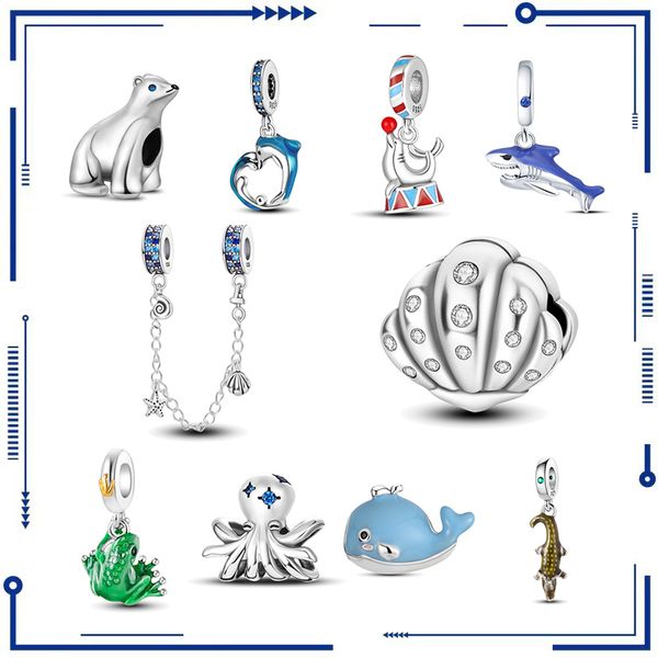 925 prata moda oceano vento golfinho baleia pingente contas diy grânulo mãos charme corrente colar cross border atacado frete grátis