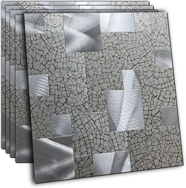 Aufkleber 1 stück Nordic Metall Feuchtigkeits Wasserdicht Selbstklebende Fliesen Schälen und Stick Hintergrund Wand Küche Badezimmer Holz Mosaik Stick