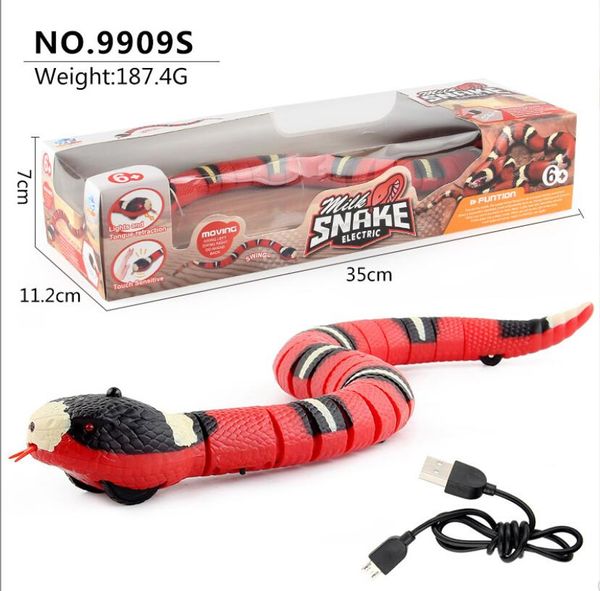 Serpenti telecomandati Serpente con rilevamento intelligente Giocattoli interattivi Ricarica USB Serpente a sonagli Pet Teaser Gioca con animali RC Toy df