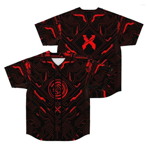 Herren Freizeithemden Excision Merch Baseball Jersey Top Shirt V-Ausschnitt Kurzarm Damen Herren Streetwear 3D Tee