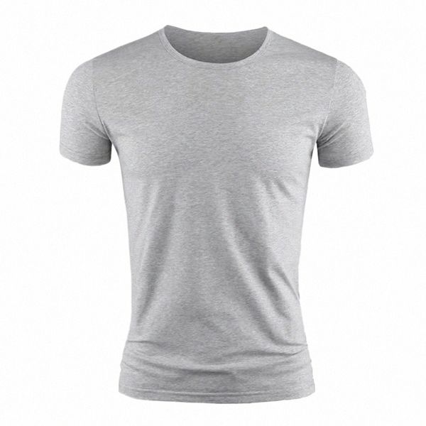 T-shirt a maniche corte da uomo nuova Basic Plain Casual Gym Muscle Girocollo T-shirt Slim Fit Top Tee Summer Man Abbigliamento 47yN #