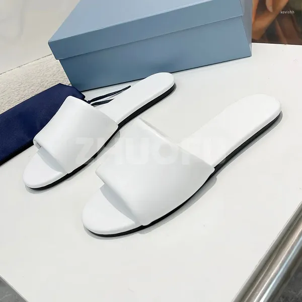 Женские тапочки на плоской подошве, лето 2024, стиль для прогулок, однотонная верхняя часть, женская домашняя обувь