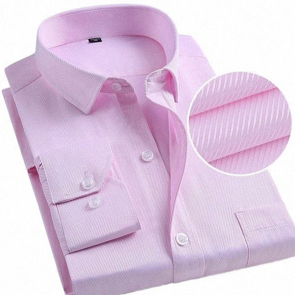 Pembe Twill Lg Kollu Pamuk Gömlek Erkekler Tek Göğüslü Yakıt Gömlek Bussin Ofis Erkekler Mavi Mor Beyaz Camisa/CHEMISE S-5XL 78K1#