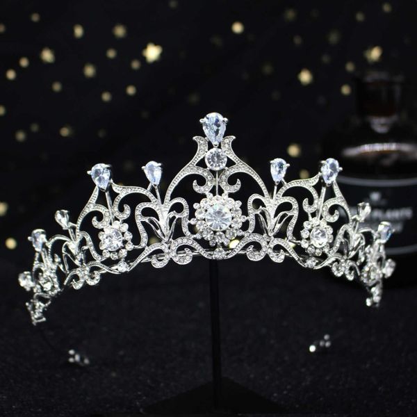 Tiara di cristallo azzurro Principessa ereditaria Fascia per capelli da sposa Accessori per gioielli per capelli Copricapo di moda Ornamenti per spettacoli di ballo 285z