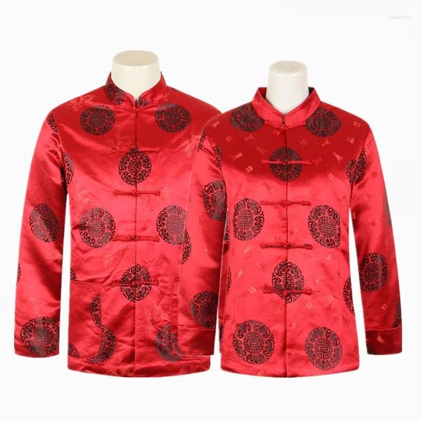 Roupas étnicas Botão Vintage Down Kongfu Cetim Tang Roupas Estilo Chinês Casaco Taichi Jaqueta Wome Homens Ano Cheongsam Tops Bigsize 3Xl4Xl