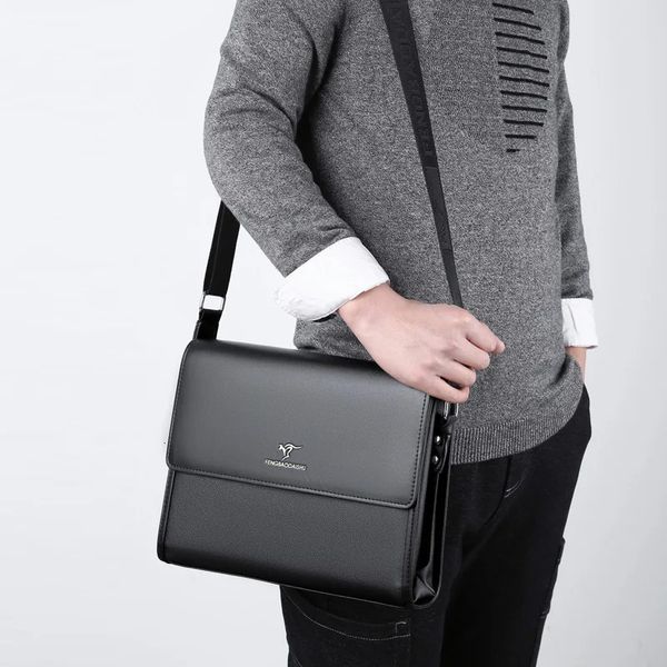 Führungskräfte Aktentaschen Für Männer PU Leder Tasche Designer Business Büro Schulter Ipad Quadratische Seite Messenger Umhängetasche Dokument 240320