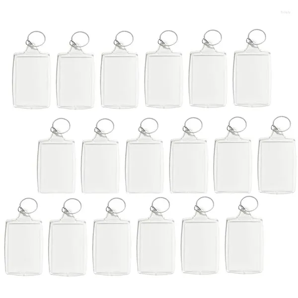 Tigelas 100 Pcs Po Chaveiro Retângulo Transparente Em Branco Acrílico Inserir Moldura Porta-chaves DIY Anel Dividido