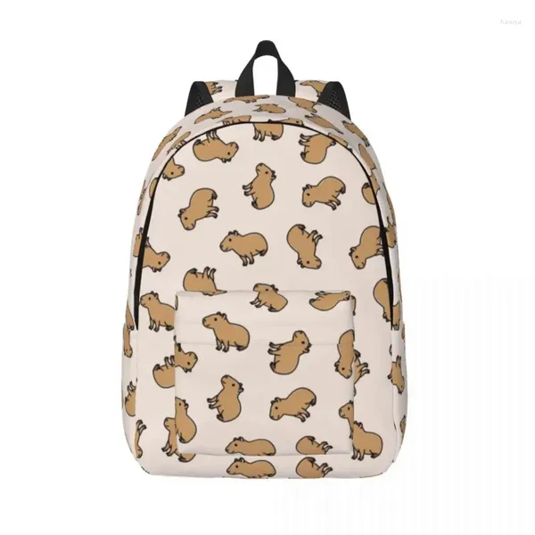 Sacos de armazenamento Personalizado Capivara Pet Canvas Mochilas Homens Mulheres Casual Bookbag para College School Animais Selvagens da América do Sul