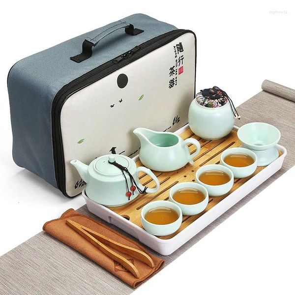 Чайные наборы, чайный сервиз в японском стиле, керамический винтажный дорожный портативный фарфоровый ручной работы для церемоний Juego De Te 50
