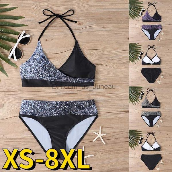 Damenbadebekleidung 2023 Neue Frauen Retro Badeanzug Badeanzug Weibliche Neue Design Druck Bikini Bademode Sommer Hohe Taille Zwei Stück Set Bad anzug T240328