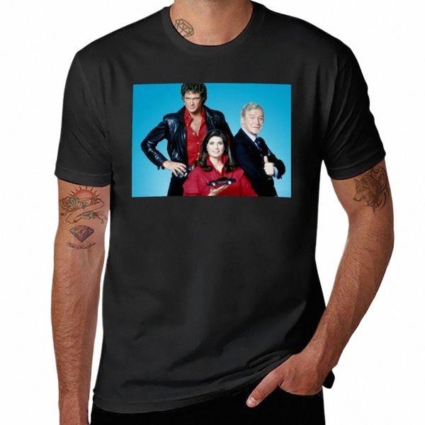 Knight Rider Team, Knight Rider KITT, David Hasselhoff T-Shirt Kawaii Kleidung Sommer Tops Schwergewichte schlichte schwarze T-Shirts Männer H2zN #