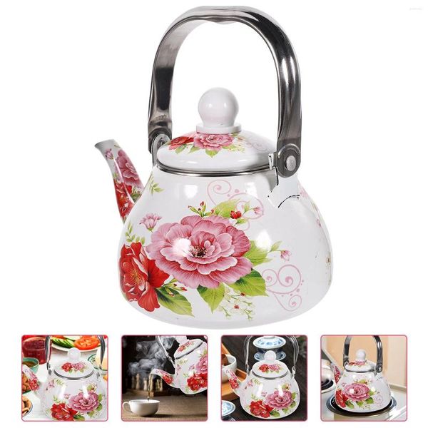 Geschirrsets Emaille Pot Campingofen Vintage Teekessel Big Flower Kungfu Teekanne Wasser für Herd Teakettle