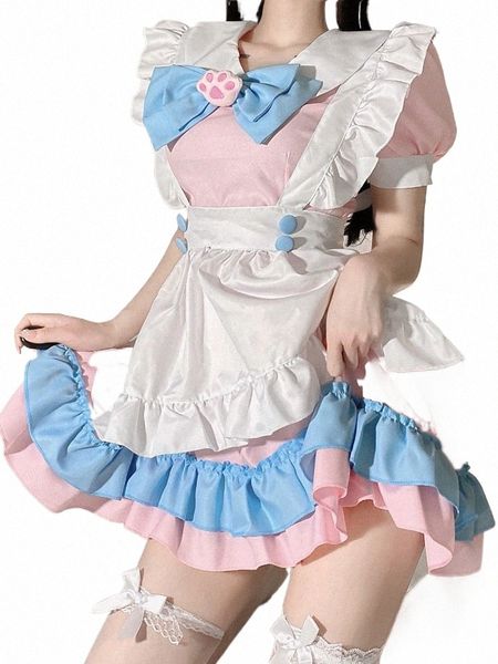 fi lolita hizmetçi cosplay kostümleri sevimli tatlı kız öğrenci üniforma sahne animati şov giyim yaramaz tatlım chemise seksi q4yf#