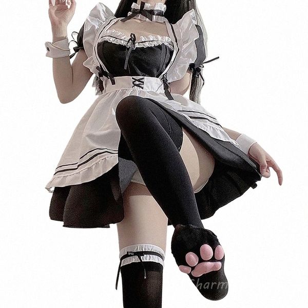 Cameriera giapponese Cos Uniforme Bella studentessa Lolita Dr Sweet Style Cute Cat Cafe Princ Dres Harajuku Kawaii Lingerie 20qw #