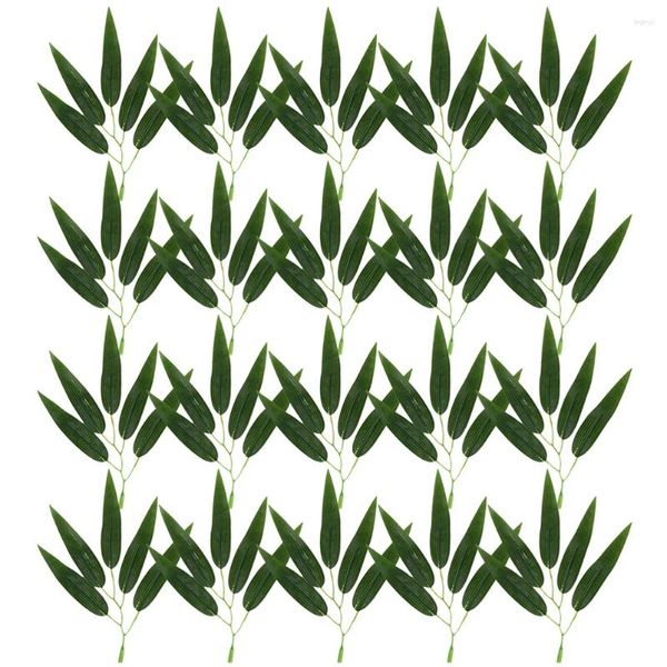 Fiori decorativi 30 pezzi foglie di bambù simulate atmosfera naturale decorazioni ghirlande di sushi finte composizioni floreali nastro artificiale per l'artigianato