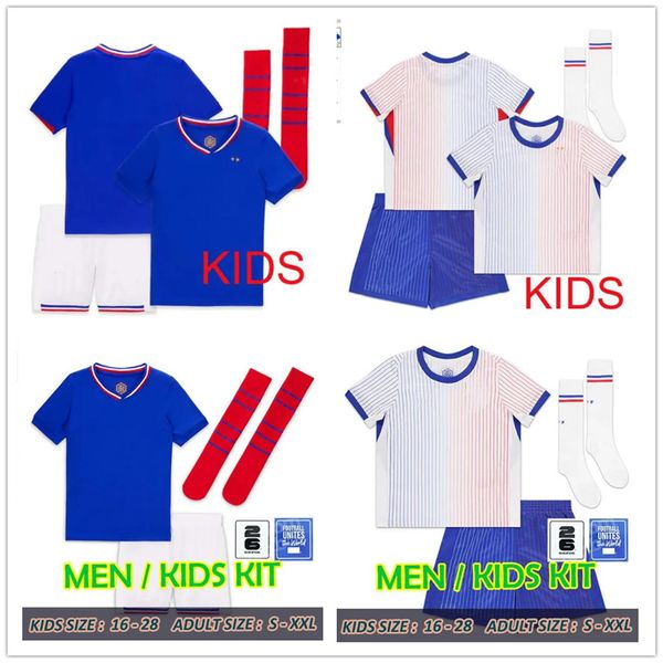 2024 Conjuntos completos de camisas de futebol do clube infantil francês Benzema 24 25 GIROUD MBAPPE GRIEZMANN SALIBA PAVARD KANTE Maillot de foot equipe Maillots kit infantil camisa de futebol