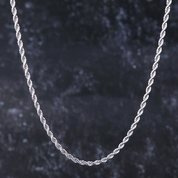 Цепочки из белого золота, ожерелье из веревки, сингапурское венецианское ожерелье для мужчин и женщин, 3 мм, ювелирные изделия в стиле хип-хоп, CultureChains290d