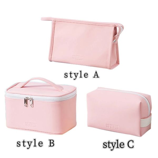 2024 Borsa per cosmetici da donna Borsa per trucco in pelle PU con cerniera impermeabile Lavaggio da viaggio Organizer per trucco Borsa per trucco grande PU 1 pezzo