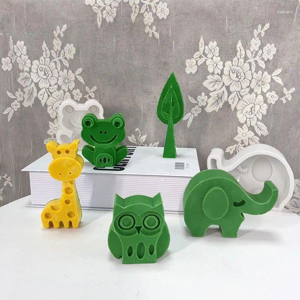 Moldes de cozimento Animal Vela Molde de Silicone Sapo Girafa Árvore Jovem DIY Home Handmade Mold Presentes de Natal para Crianças