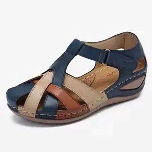 Hausschuhe Sommer Damen Sandalen Keilschuhe Close Toe Hollow H240328L06R