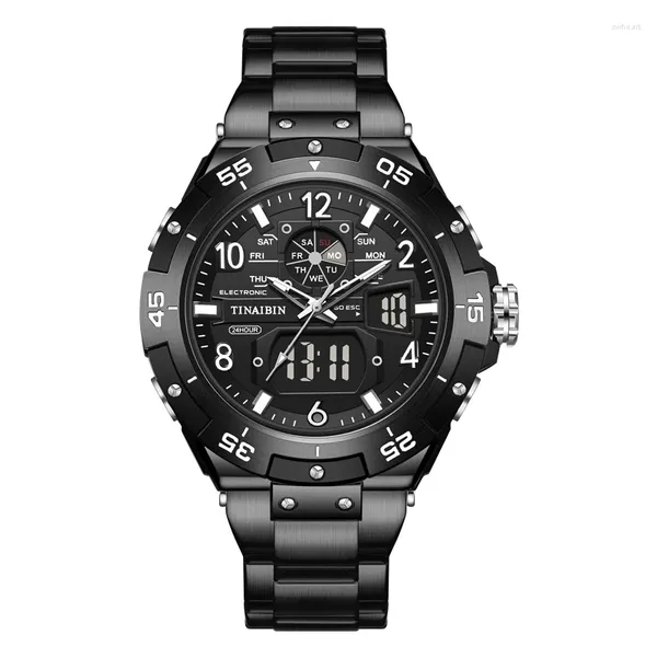 Orologi da polso Relogio Masculino Nero Sport Stainess Acciaio Orologio digitale di lusso Uomo Studente Quadrante grande Moda uomo