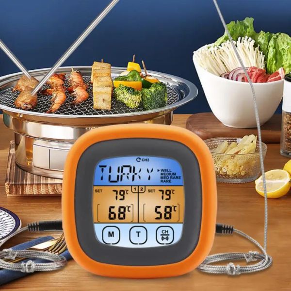 Indicatori Termometro per alimenti Display touchscreen Strumento da cucina Interfaccia intuitiva Durevole design a doppia sonda Indicatore di temperatura intelligente