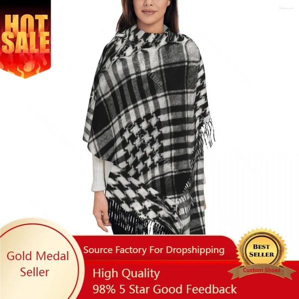 Schals Shemagh Taktisches Bandana Arabisch Palästina Schal für Frauen Herbst Winter Pashmina Schal Wrap Palästinenser Groß mit Quaste