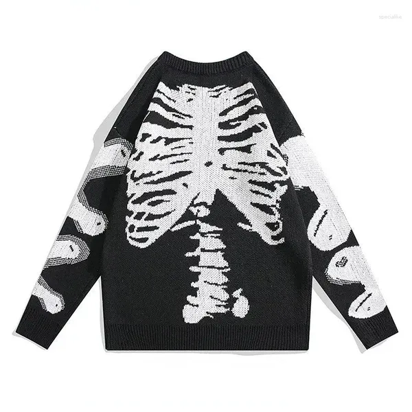 Erkek Sweaters Moda Marka Boş Zaman İskeleti Jakquard Sweater Gençler Amerikan High Street Trend Yuvarlak Boyun Erkekler ve Kadınlar İçin Çift