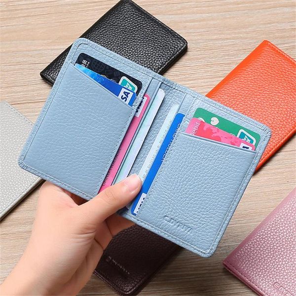 Titulares de cartão Ultra-fino Multi-card Slot Carteira PU Couro Mini Banco Titular Sólido Moeda Bolsa ID Bus Case Homens