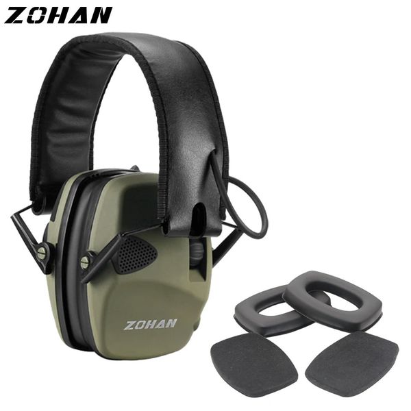 Zohan tiro proteção auditiva eletrônico tático fone de ouvido com cancelamento ruído caça earmuffs atirar com substituição almofadas 240325